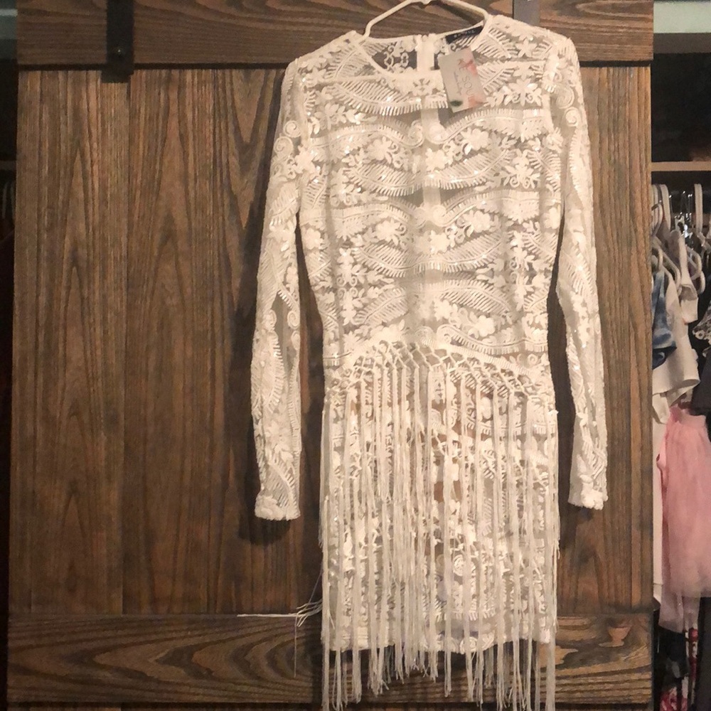 White fringed Dress